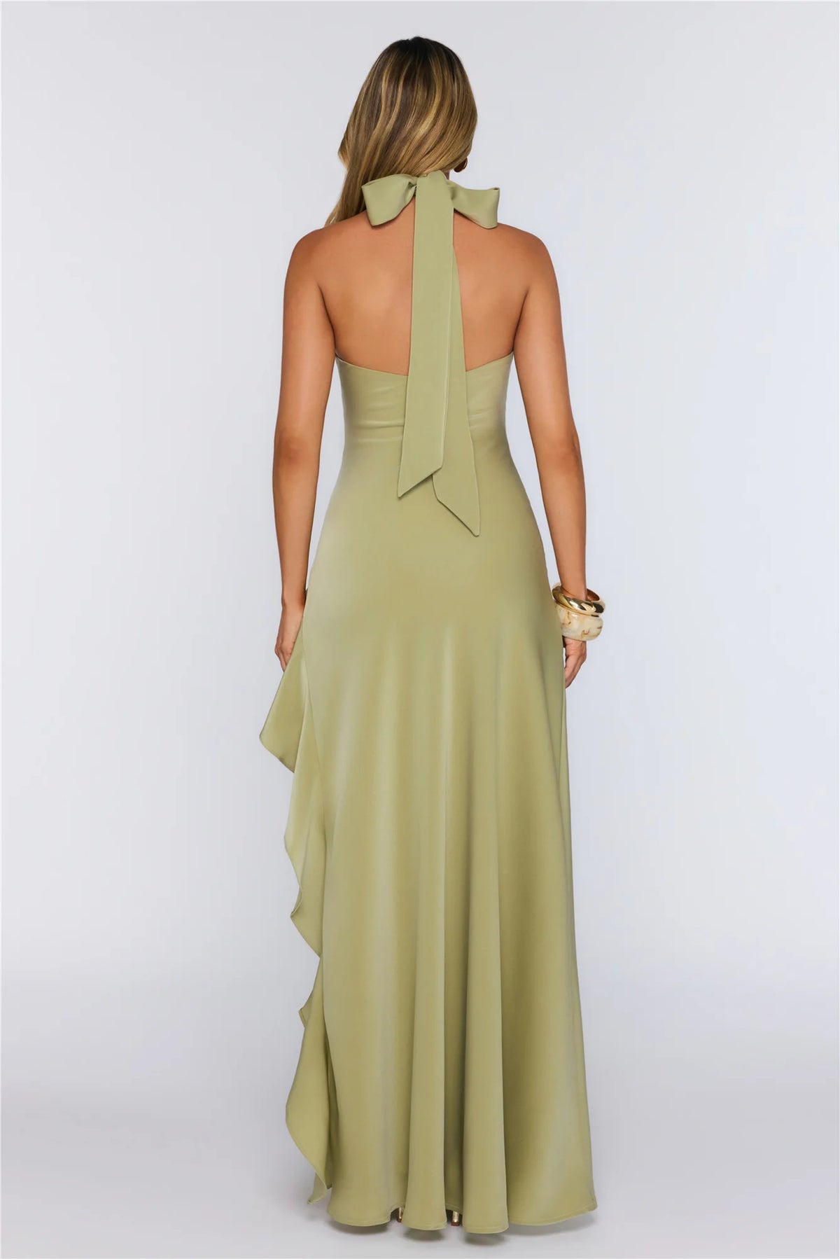 Dreamlight Halter Satin Maxi Dress Ivory