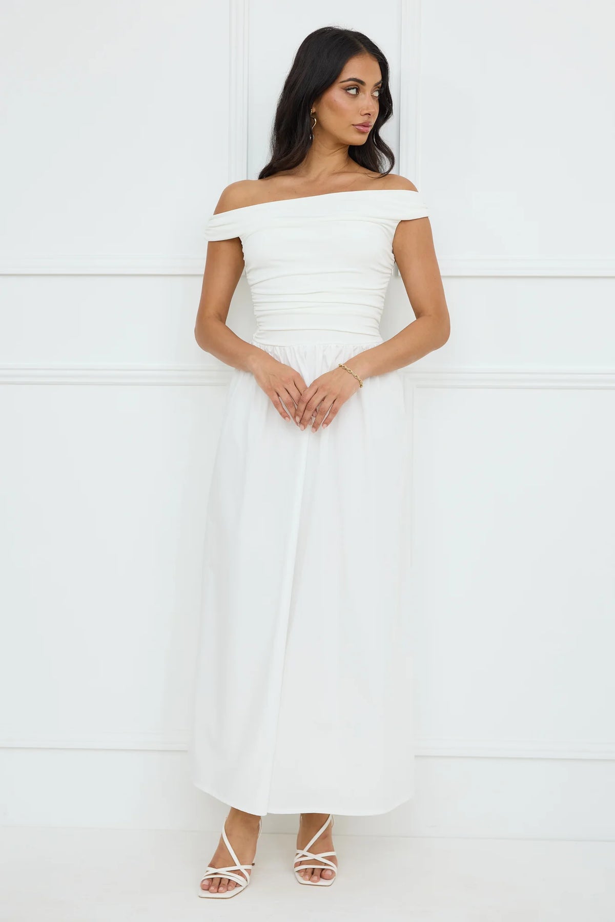 Camellia Charm Off Shoulder Maxi Dress Yellow