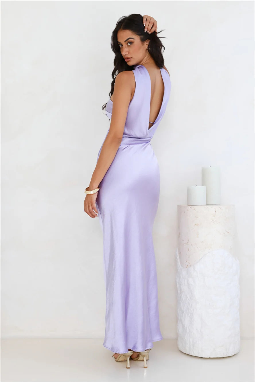 Precious Pearl Satin Maxi Dress Pink
