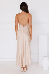 Moonbeam Sonata Satin Midi Dress Champagne