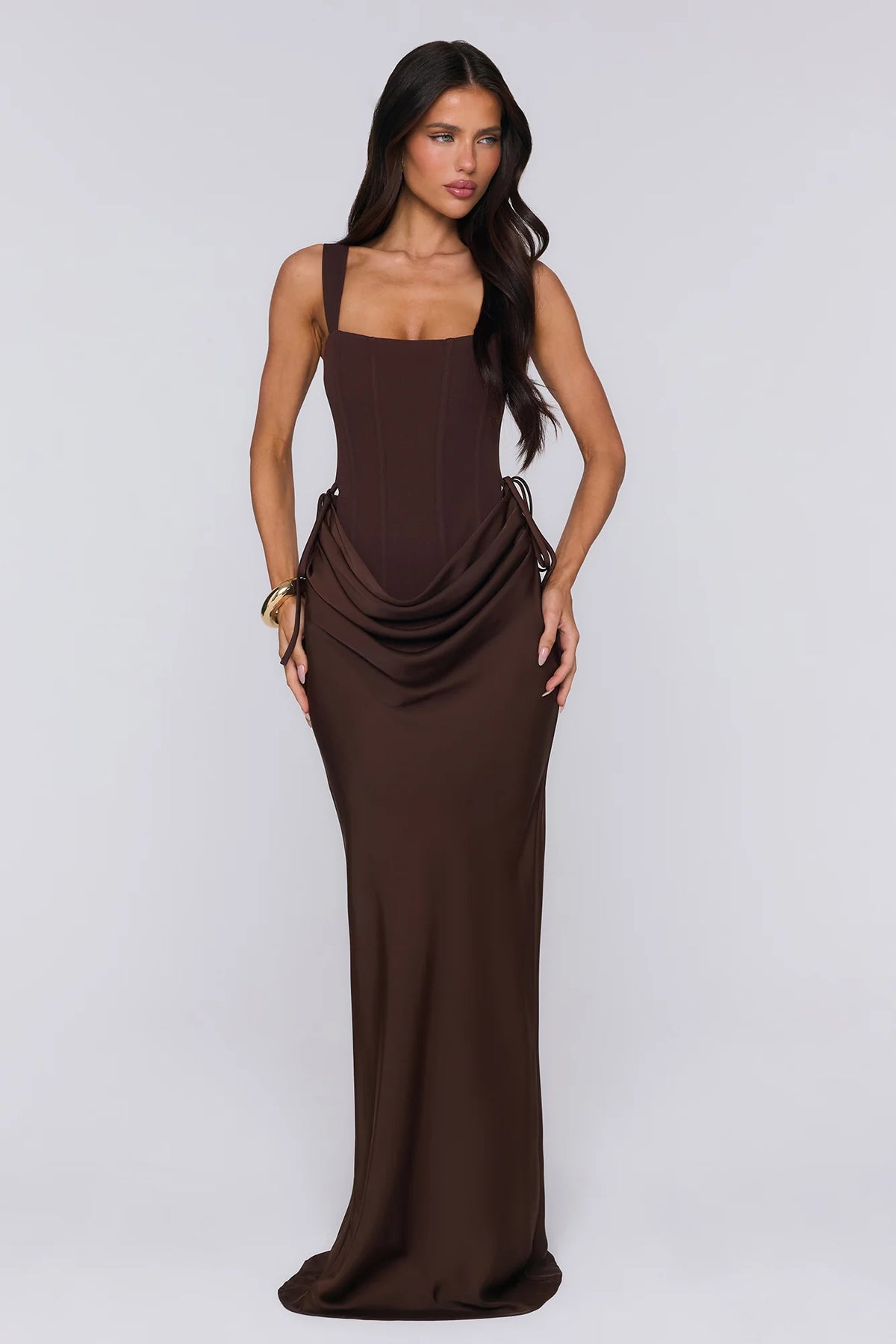 Evening Spark Satin Maxi Skirt Black