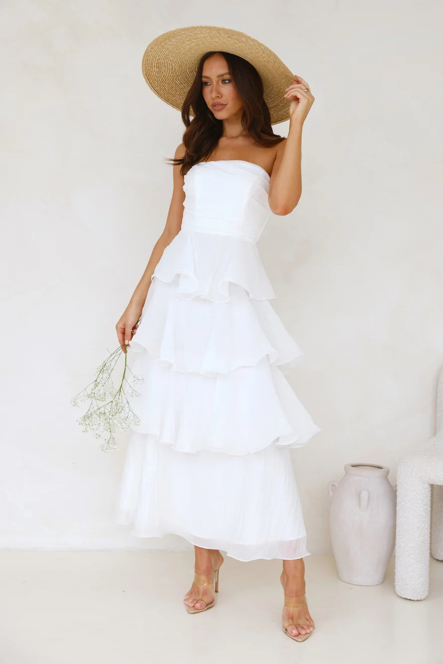 Wedding Adventure Strapless Maxi Dress Yellow