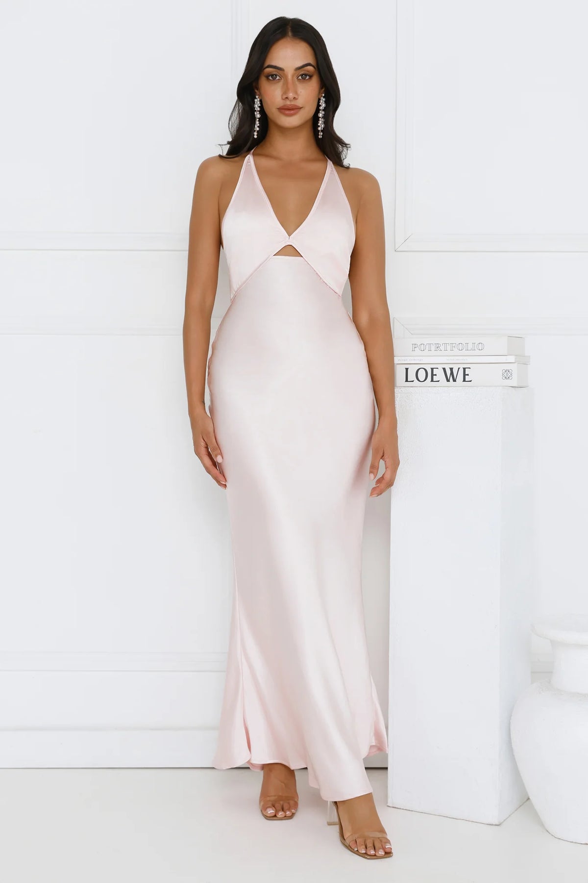 Ishara Halter Satin Maxi Dress Yellow