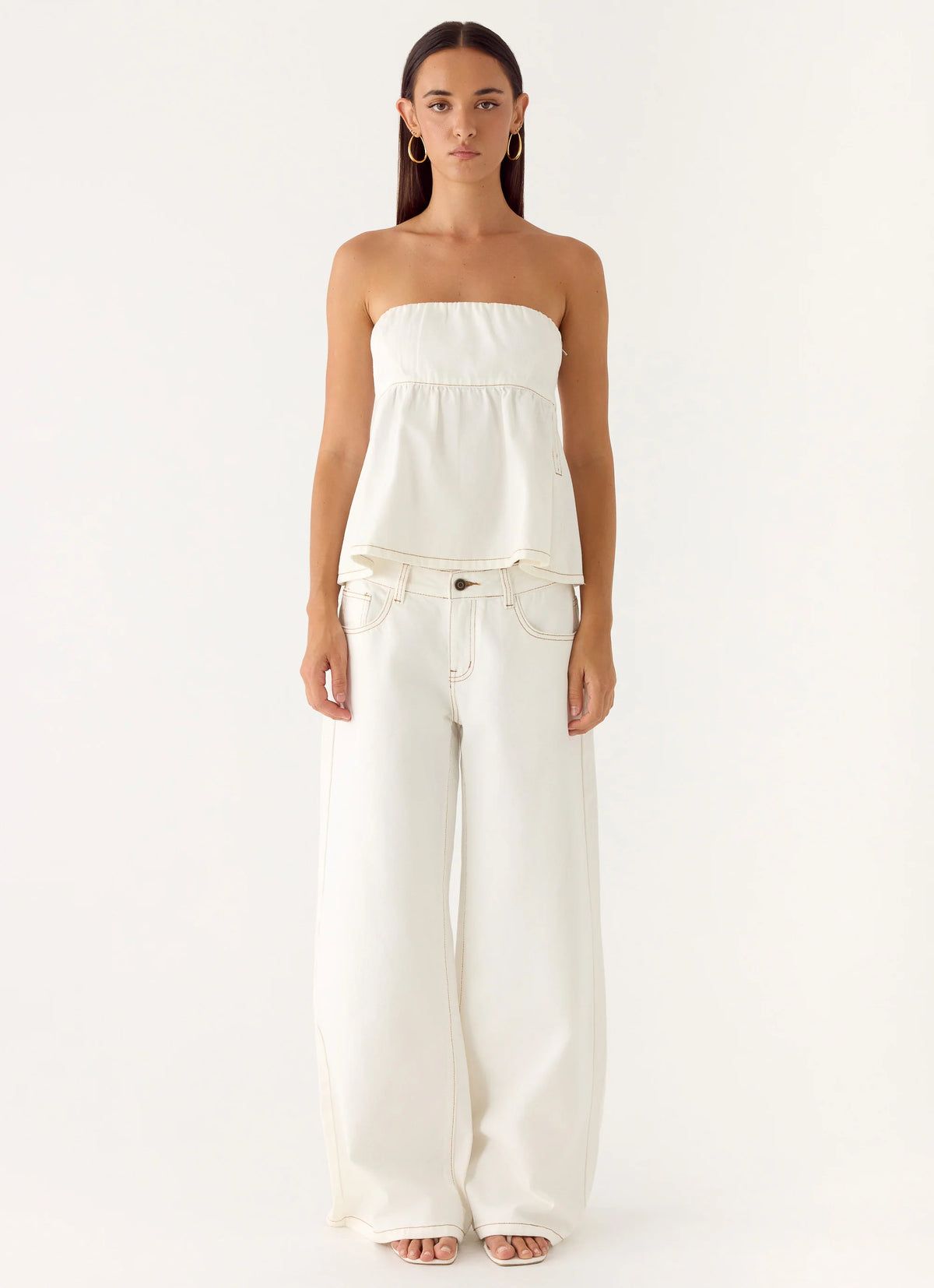 Nathan Denim Top - White