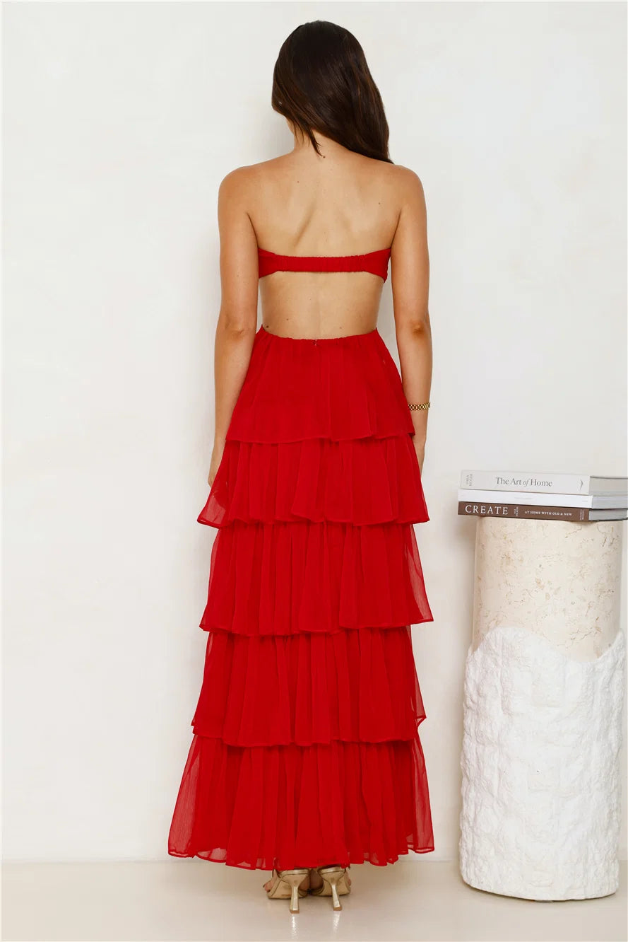 Luxe Mode Strapless Maxi Dress Pink