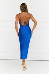 Satin Skies Midi Dress Cobalt