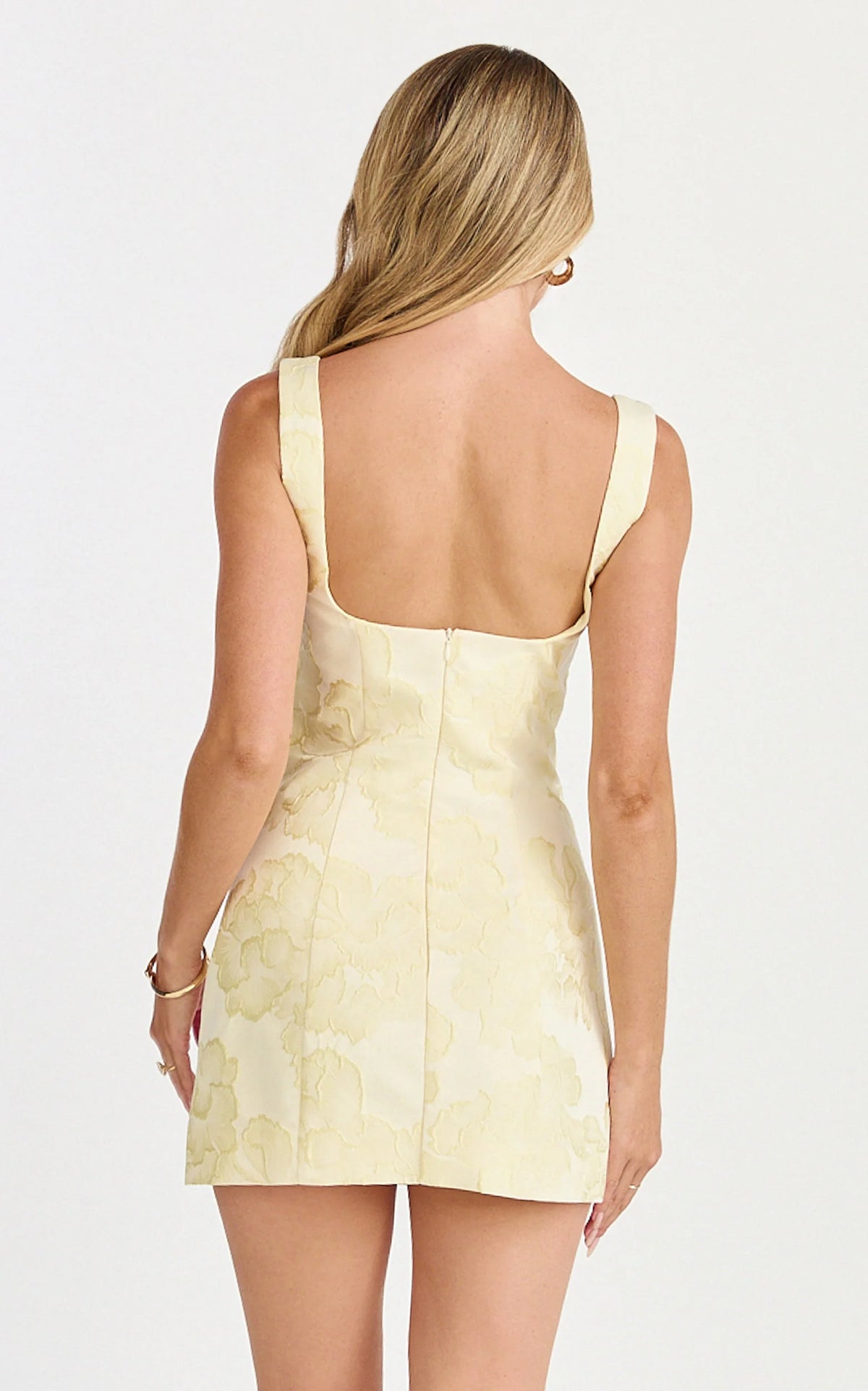 Orla Mini Dress - Jacquard Scoop Neck Fitted Dress in Pink