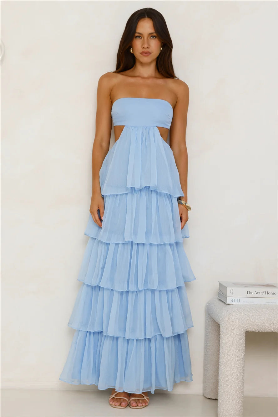 Hello Molly Luxe Mode Strapless Maxi Dress Blue