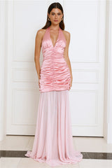 Stylish Sensation Halter Maxi Dress Pink